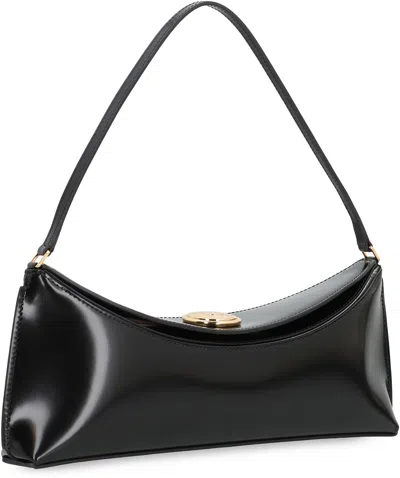 Jacquemus Le Calisso Black Shoulder Bag With Engraved Snap Button In Leather
