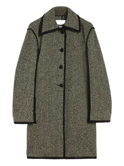 Jil Sander Herringbone Pattern Mid-length Coat In Green