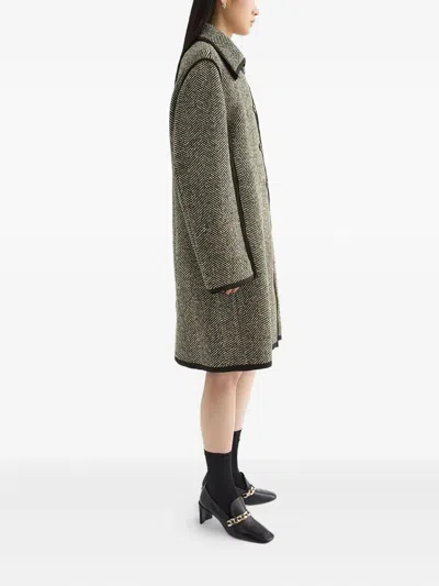 Jil Sander Herringbone Pattern Mid-length Coat In Green