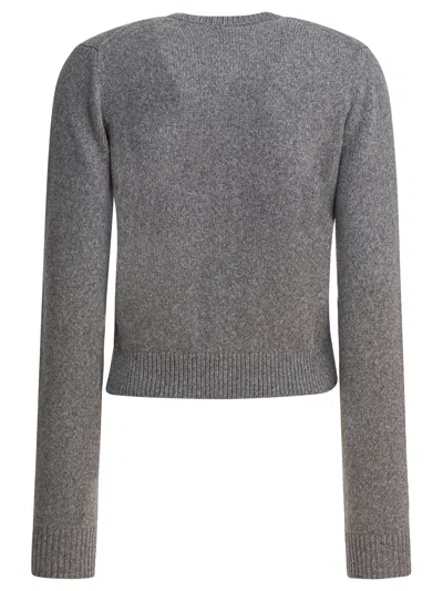 Khaite Everheart Crewneck Cardigan In Gray