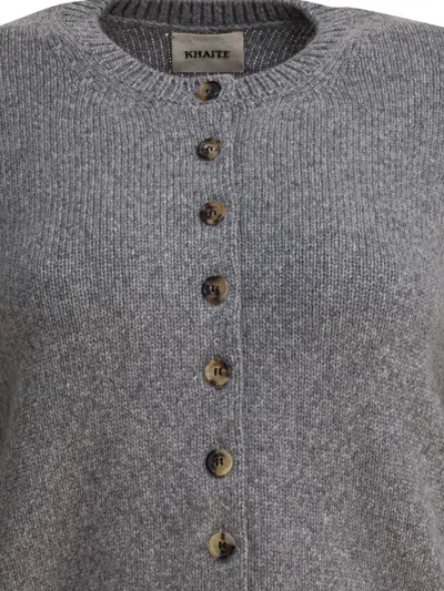 Khaite Everheart Crewneck Cardigan In Gray
