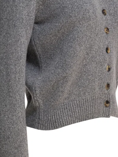 Khaite Everheart Crewneck Cardigan In Gray