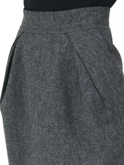 Maison Margiela Herringbone Wool-tweed Midi Skirt In Gray