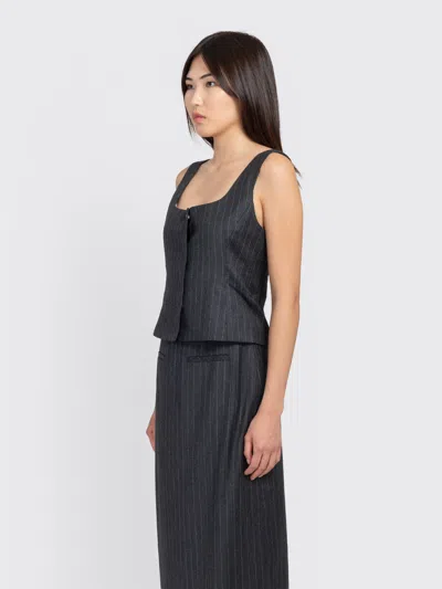 Amomento Wool Snap Button Down Vest In Black