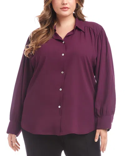 Karen Kane Plus Size Long Sleeve Dropped Shoulder Blouse In Purple