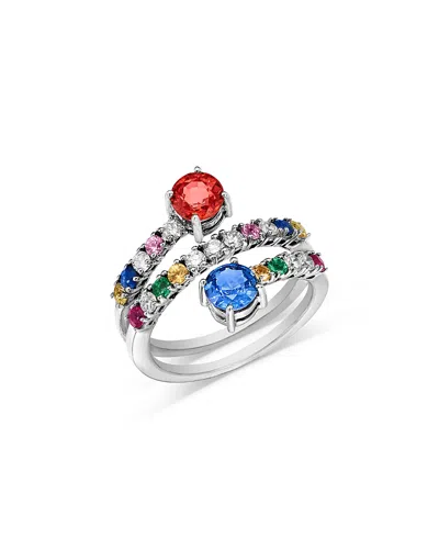 Bloomingdale's Fine Collection Ruby, Emerald & Rainbow Sapphire Wrap Ring In 14k White Gold In White