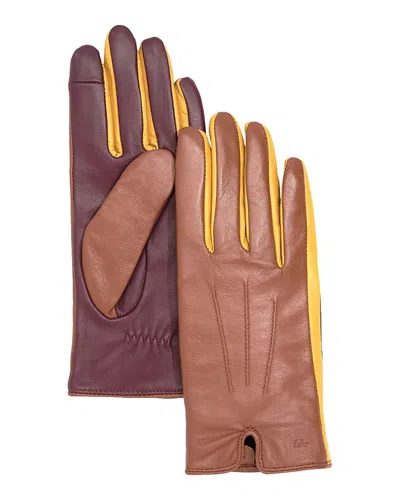 Echo Colorblock Leather Gloves In Brown