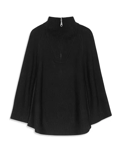 Echo Texture Knit Cape In Black