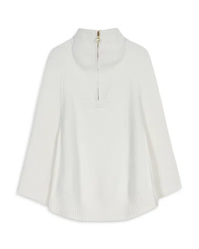 Echo Texture Knit Cape In White