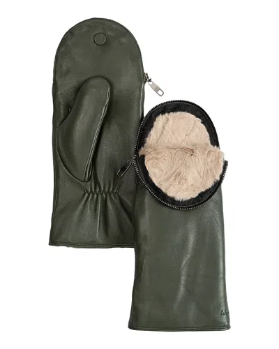 Echo Zip-top Glove With Faux Fur Lining In Green