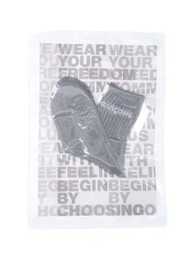 Comme Des Garçons Homme Deux Logo Socks In Gray