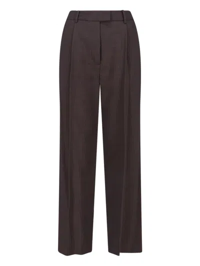 Low Classic Tailored Trousers With Pockets And Loops In Brown