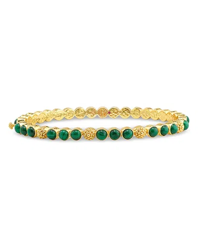 Capucine De Wulf Malachite Berry Gem Petite Hinged Bangle Bracelet In Gold