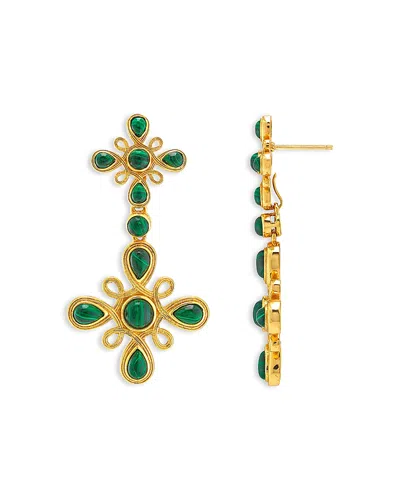 Capucine De Wulf Monique Malachite Convertible Double Drop Earrings In Multi