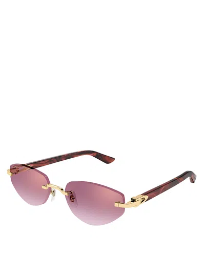 Cartier Geometric Sunglasses, 56mm In Gold