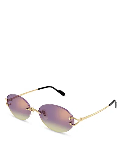 Cartier Oval Sunglasses, 55mm In Gold