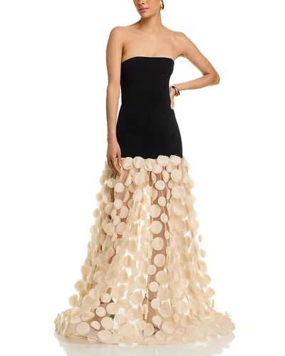 Bronx And Banco Harper Strapless Applique Gown In White