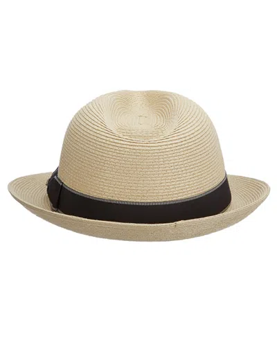 Scala Men's Fine Paper Braid Fedora Hat In Neutral