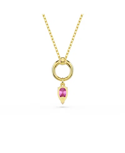 Swarovski Mesmera Gold-tone Plated Pendant Necklace In Pink
