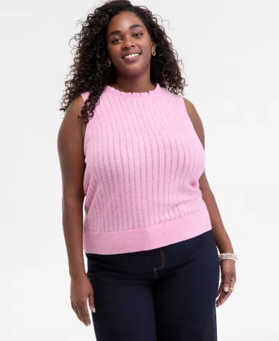 On 34th Trendy Plus Sleeveless Pointelle-knit Cami, Macy's Exclusive In Multi