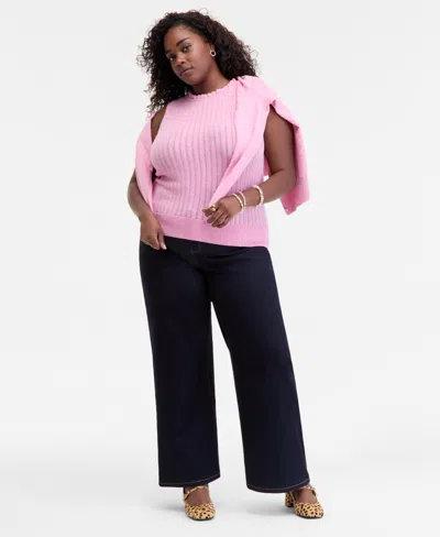 On 34th Trendy Plus Sleeveless Pointelle-knit Cami, Macy's Exclusive In Multi