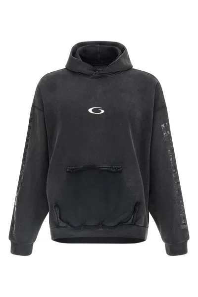 Balenciaga Men Transparent Tape Hoodie With Torn Pocket In Black