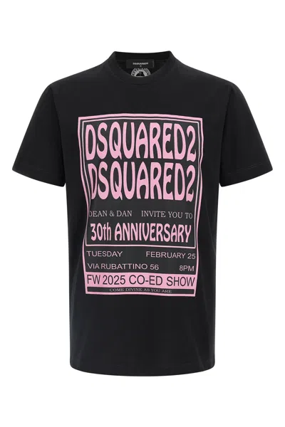 Dsquared2 Black T-shirt With 30th Anniversary Pink Print In Black
