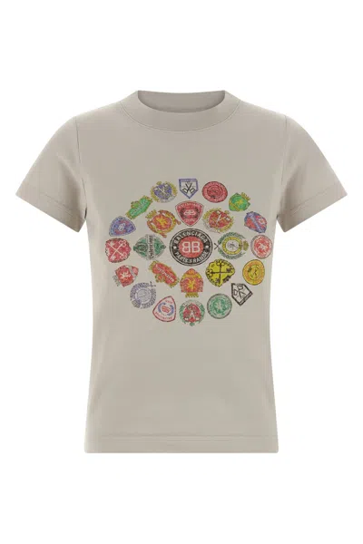 Balenciaga Graphic Logo Crew Neck Short Sleeve T-shirt In Gray