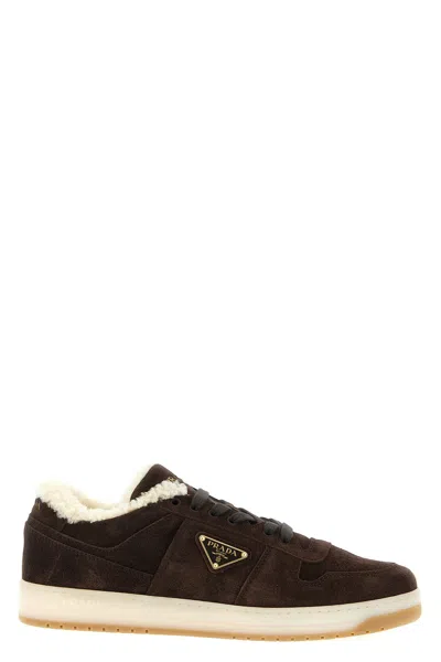Prada Suede Sneakers Rubber Sole In Animal Print