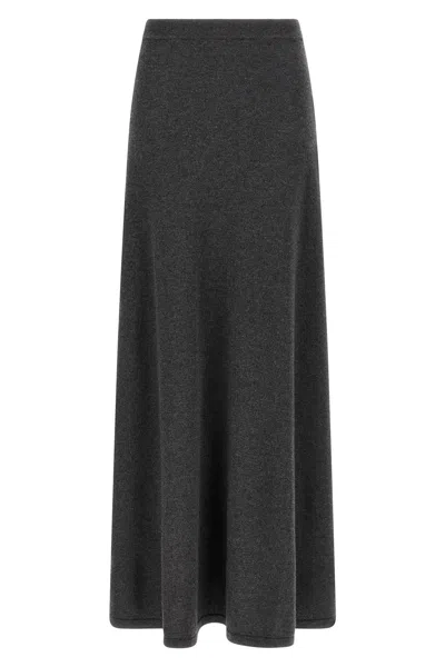 Balenciaga Long Grey Wool Skirt In Gray