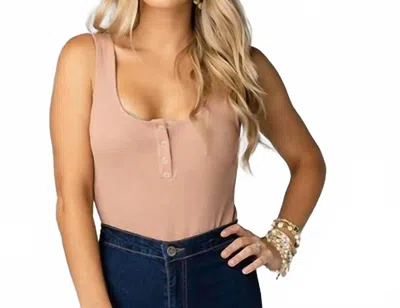 Buddylove Jodie Buttoned Bodysuit In Mocha In Neutral