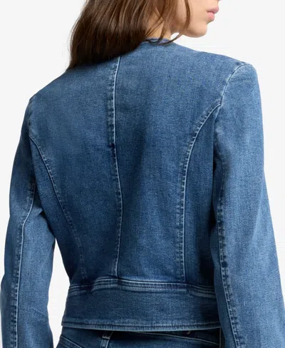 7 For All Mankind Collarless Jacket In Blue