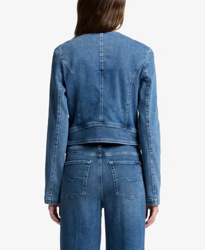 7 For All Mankind Collarless Jacket In Blue
