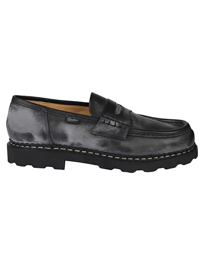 Paraboot Reims Moccasin In Vintage Effect Calfskin In Black