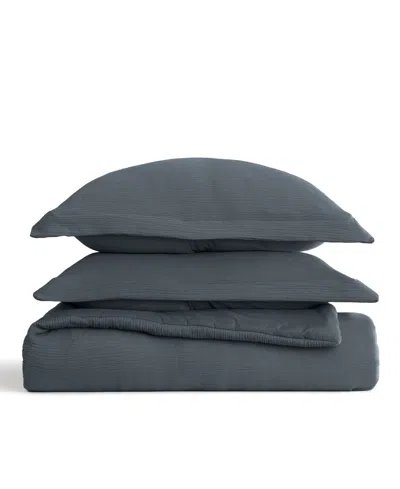 Ienjoy Home Cloud Weave Gauze 3-pc. Comforter Set, Twin/twin Xl In Blue