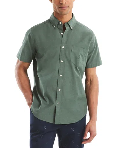 Nautica Men's Short Sleeve Button-down Oxford Shirt In Green