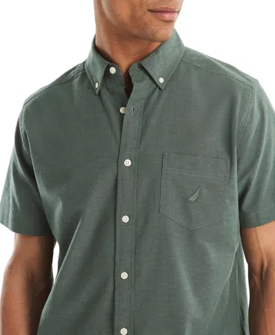 Nautica Men's Short Sleeve Button-down Oxford Shirt In Green