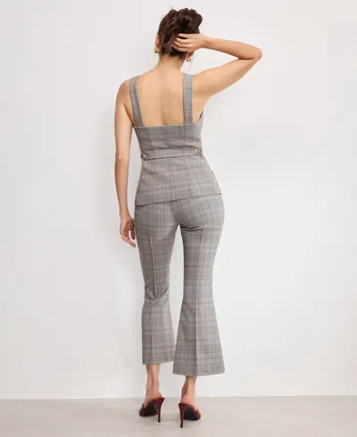 Good American Plaid Pull On Kick Flare Pants In Gray
