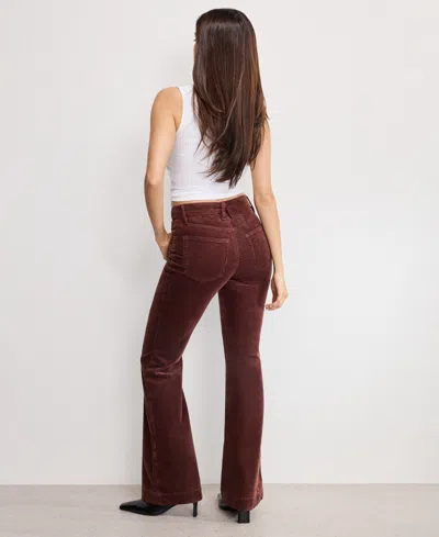 Good American Good Legs Patch Pocket Flare Corduroy Pants In Brown