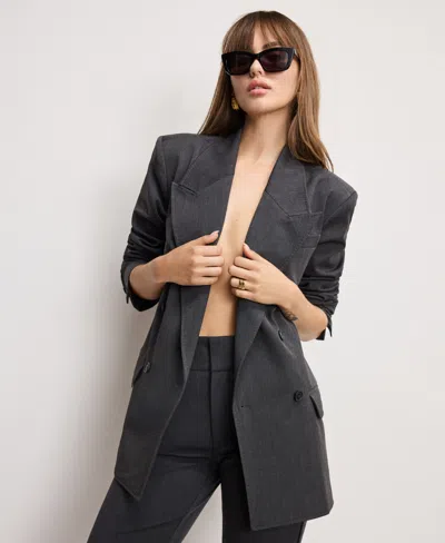 Good American Women's Double-breasted Oversized Blazer In Gray