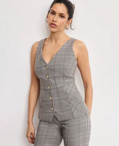 Good American Women's Plaid Sleeveless Vest In Gray