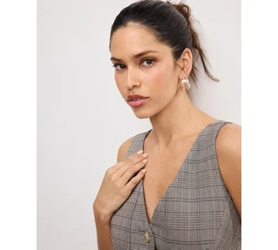 Good American Women's Plaid Sleeveless Vest In Gray