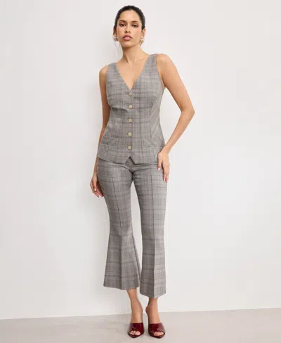 Good American Women's Plaid Sleeveless Vest In Gray