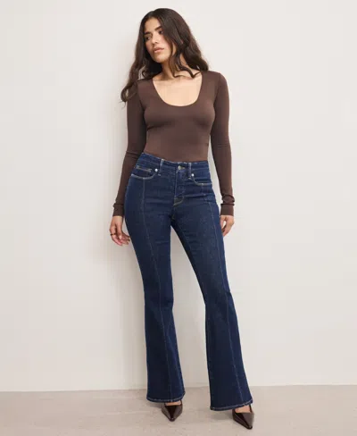 Good American Good Legs Crop Mini Boot Jeans In Indigo1153 In Blue