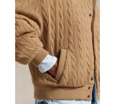 Polo Ralph Lauren Beige Wool And Cashmere Bomber Jacket Relaxed Fit In Brown