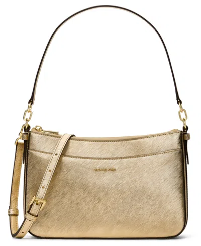 Michael Kors Jet Set Medium Top Zip Crossbody In Gold
