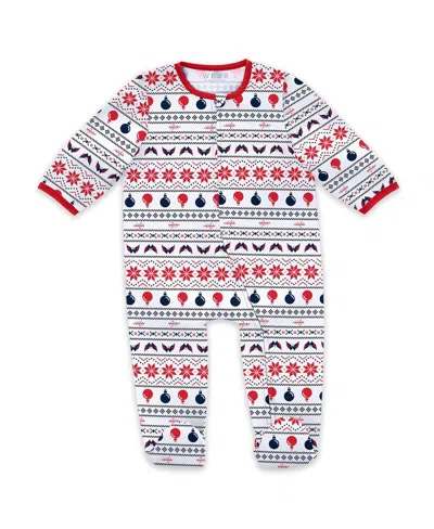 Wear By Erin Andrews Baby Boys And Girls 2-piece Washington Capitals Allover Print Full-zip Sleeper Bib Christmas Set In White