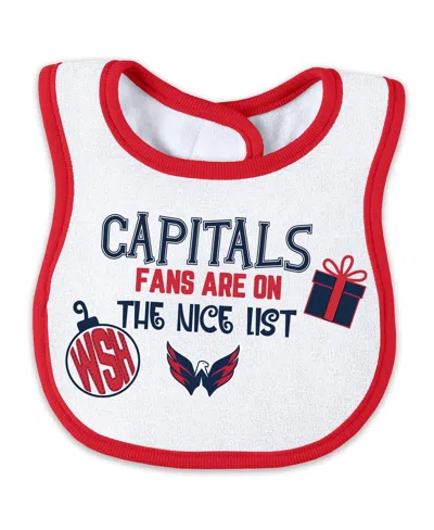 Wear By Erin Andrews Baby Boys And Girls 2-piece Washington Capitals Allover Print Full-zip Sleeper Bib Christmas Set In White