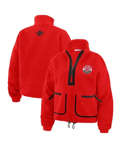 Wear By Erin Andrews Red New Jersey Devils Polar Fleece Half-zip Jacket In Red