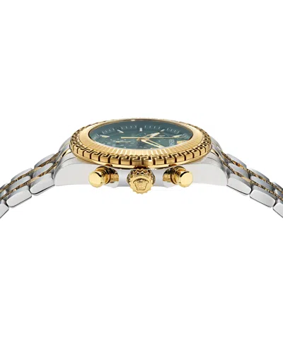 Versace Men's Swiss Chronograph Fornax Two-tone Bracelet Watch 43mm In Gold